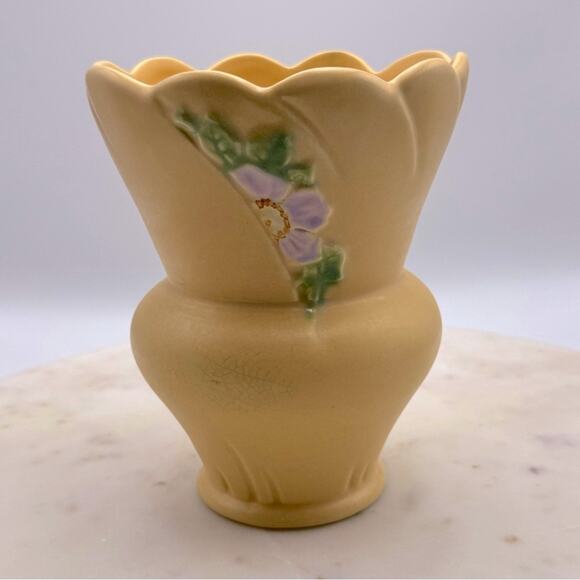 Vintage Art Deco Weller Art Pottery Vase Floral Scalloped Antique Ceramic B-4 - Picture 11 of 11